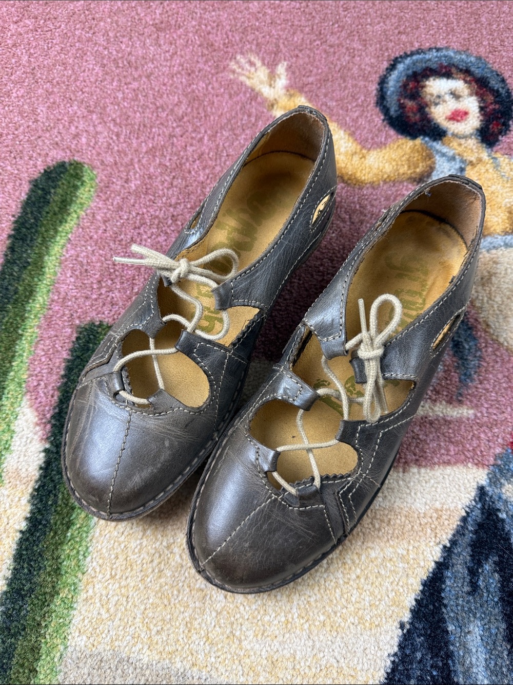 Vintage Shoes Lace Up Groundhog Shoes Leather 37